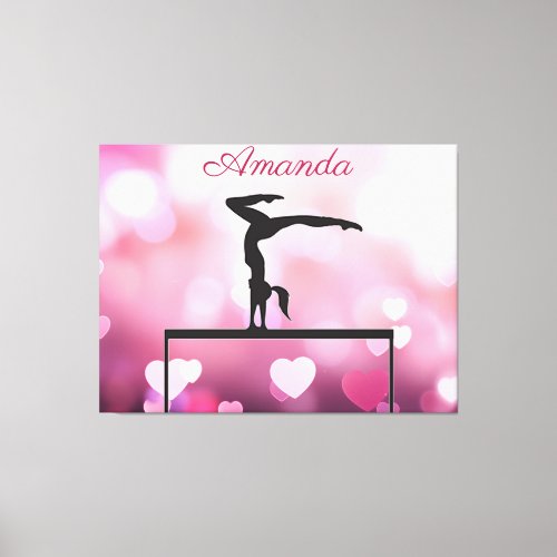 Gymnastics Balance Beam Pink Hearts Canvas Print