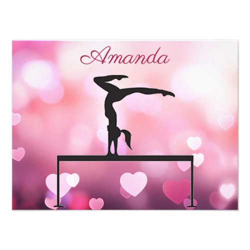 Gymnastics Balance Beam Pink Hearts Photo Print