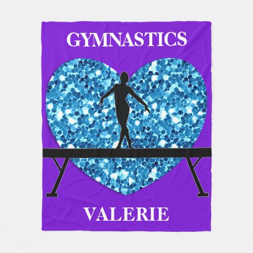 Gymnastics Balance Beam Purple Teal Fleece Blanket