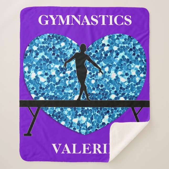 Gymnastics Balance Beam Purple Teal Sherpa Blanket (Front)
