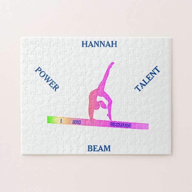 Gymnastics balance beam puzzle.  Personalized name Jigsaw Puzzle (Horizontal)