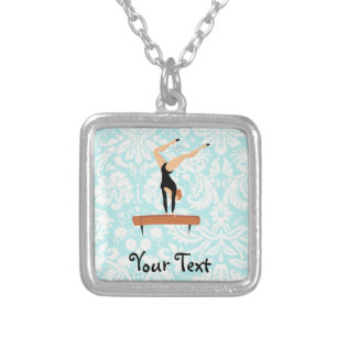 Gymnastics Balance Beam Silver Plated Necklace