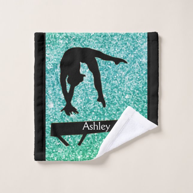 Gymnastics Balance Beam Sparkle Wash Cloth Towel (Wash Cloth)
