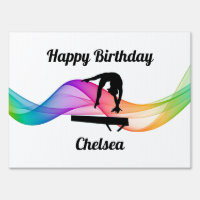 Gymnastics Balance Beam Swirl Birthday Yard Sign
