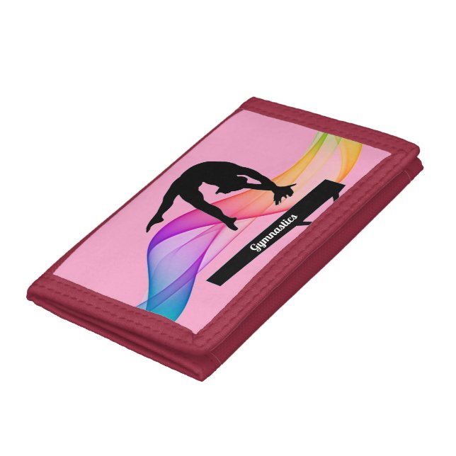 Gymnastics Balance Beam Swirl Pink Photo Wallet (Bottom)