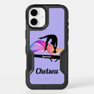Gymnastics Balance Beam Swirl Purple Personalized iPhone 16 Plus Case