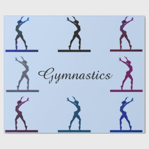 Gymnastics Balance Beam Very Light Blue Wrapping Paper