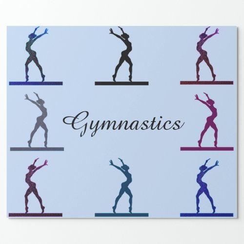 Gymnastics Balance Beam Very Light Blue Wrapping Paper