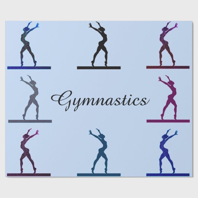 Gymnastics Balance Beam Very Light Blue Wrapping Paper (Flat)