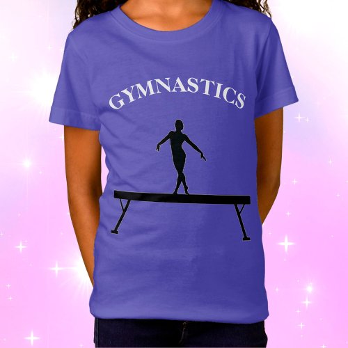Gymnastics Balance Beam w Name Girls T_Shirt