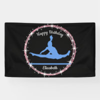 Gymnastics Bars Birthday in Blue and Black   Banner