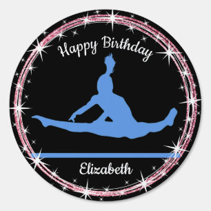 Gymnastics Bars Birthday in Blue and Black Paper Sign