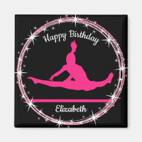 Gymnastics Bars Birthday in Pink and Black  Magnet