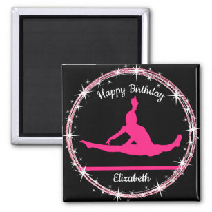 Gymnastics Bars Birthday in Pink and Black  Magnet
