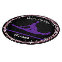 Gymnastics Bars Birthday in Purple and Black  Cutting Board