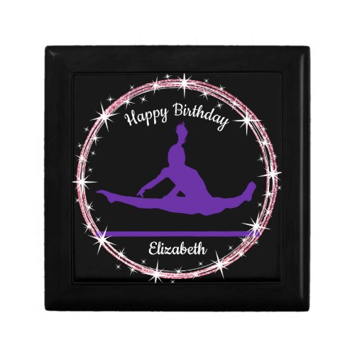 Gymnastics Bars Birthday in Purple and Black   Gift Box