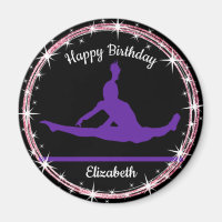 Gymnastics Bars Birthday in Purple and Black   Magnet