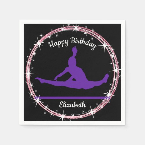 Gymnastics Bars Birthday in Purple and Black  Napkins