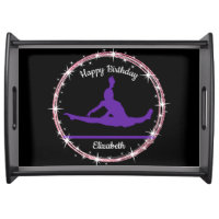 Gymnastics Bars Birthday in Purple and Black   Serving Tray
