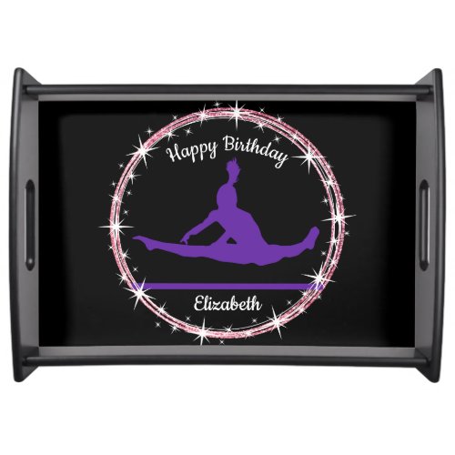 Gymnastics Bars Birthday in Purple and Black   Serving Tray