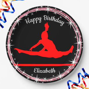 Gymnastics Bars Birthday in Red and Black Paper Plates