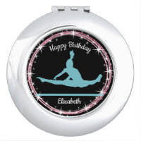 Gymnastics Bars Birthday in Teal and Black   Compact Mirror