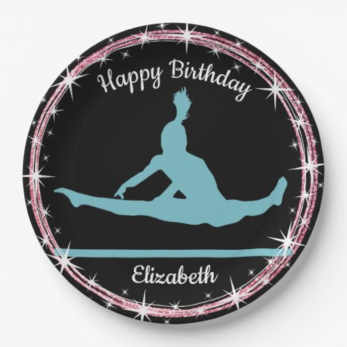 Gymnastics Bars Birthday in Teal and Black    Paper Plates