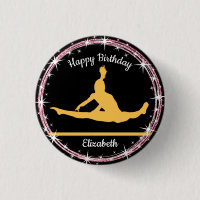 Gymnastics Bars Birthday in Yellow and Black  Button