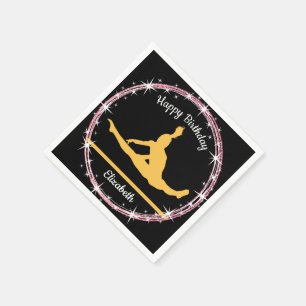Gymnastics Bars Birthday in Yellow and Black Napkins