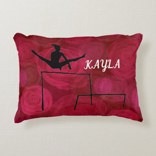 Gymnastics Bars Floral Pillow with name