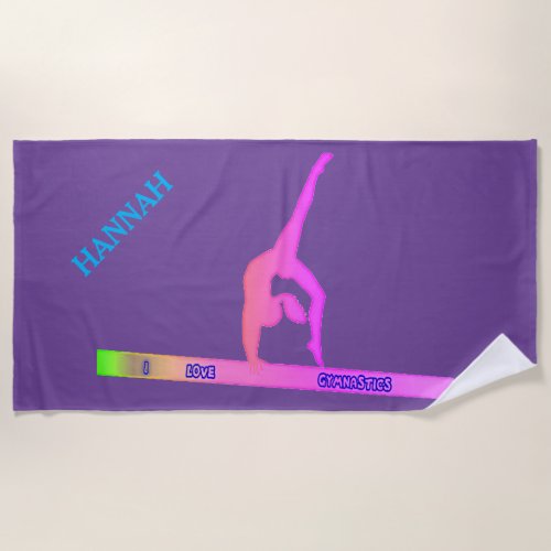 GYMNASTICS beach towel  Personalized name Beach Towel