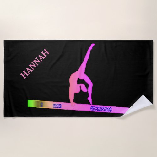 GYMNASTICS beach towel  Personalized name Beach Towel