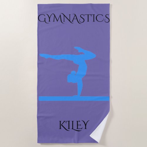 Gymnastics beach towel  Personalized name Beach Towel