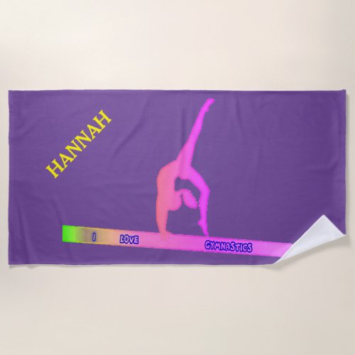 GYMNASTICS beach towel  Personalized name Beach Towel