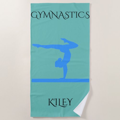 Gymnastics beach towel  Personalized name Beach Towel