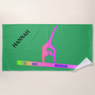 GYMNASTICS beach towel. Personalized name. Towel