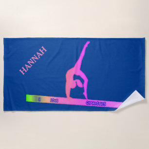 GYMNASTICS beach towel. Personalized name. Towel