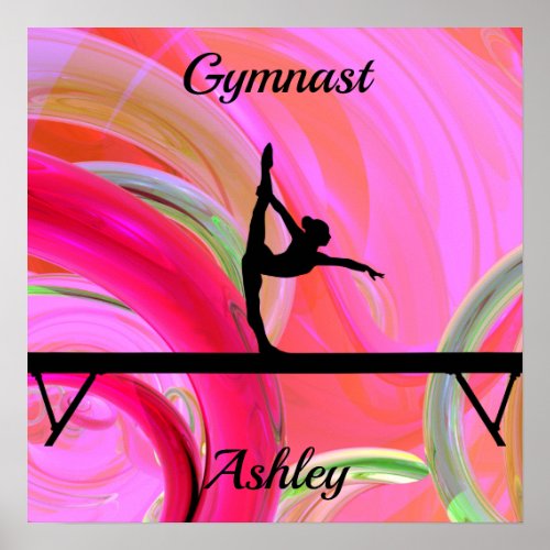 Gymnastics Beam Bold Abstract Custom Poster