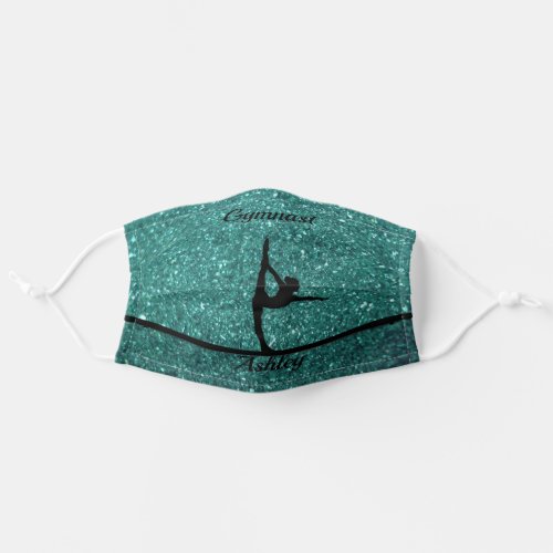 Gymnastics Beam Deep Teal Sparkle Face Mask