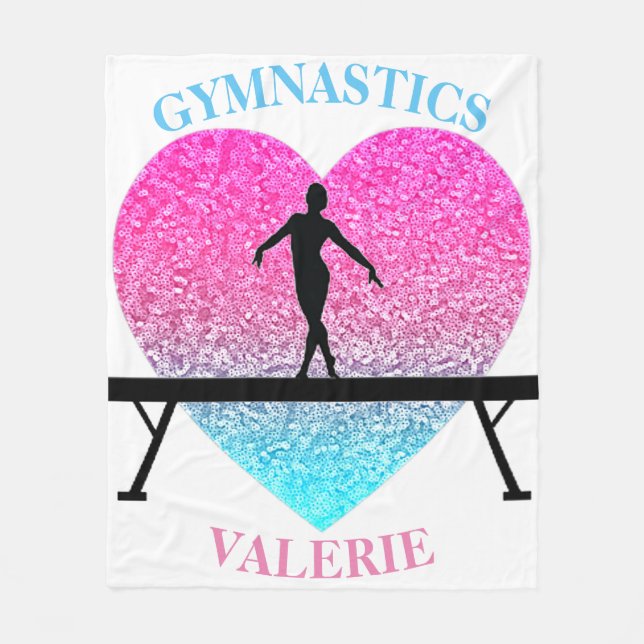 Gymnastics Beam Fleece Blanket w/ Name (Front)