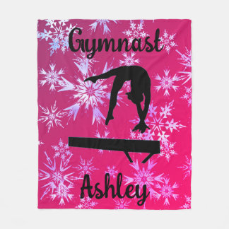 Gymnastics Beam Fuchsia Snowflake Fleece Blanket