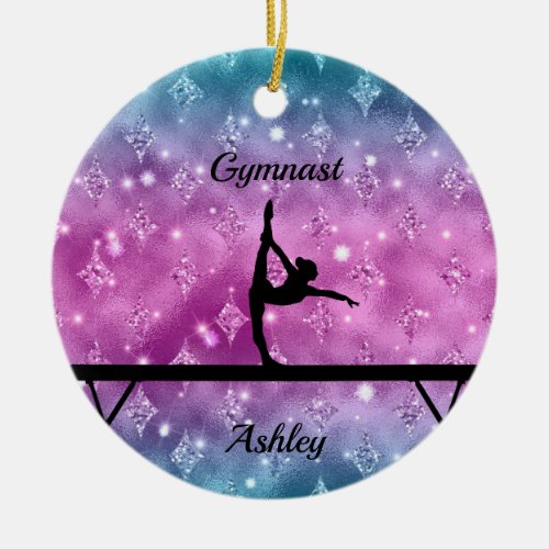 Gymnastics Beam Glam  Ceramic Ornament