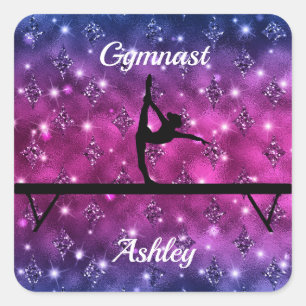Gymnastics Beam Glam Square Sticker