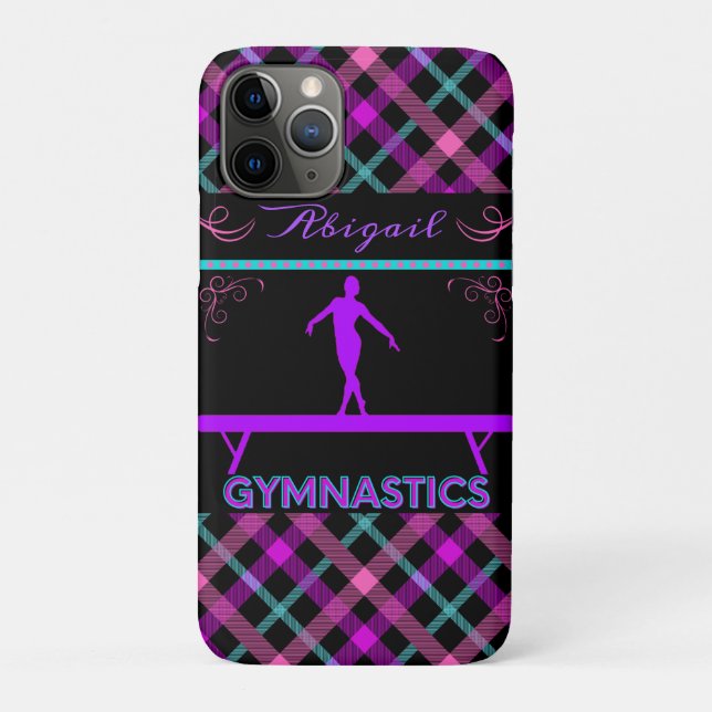Gymnastics Beam Pink Purple Teal Tartan  Case-Mate iPhone Case (Back)