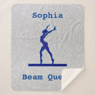 Gymnastics Beam Queen Blue / Silver Sherpa Blanket