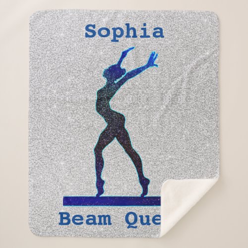 Gymnastics Beam Queen Blue  Silver Sherpa Blanket