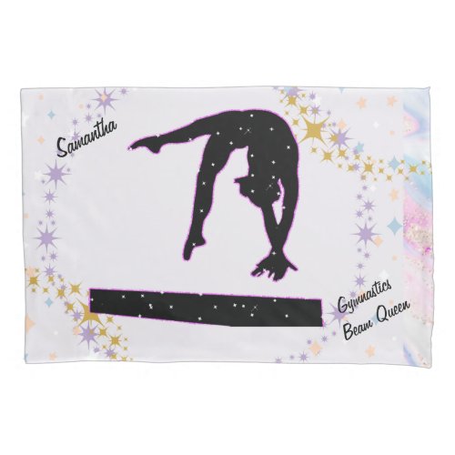 Gymnastics Beam Queen Glitter Watercolor Abstract Pillow Case