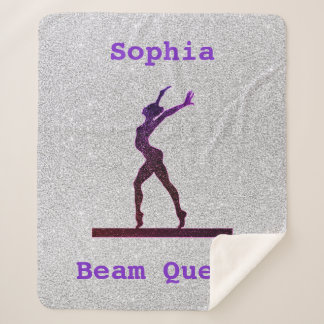 Gymnastics Beam Queen Purple / Silver Sherpa Blanket