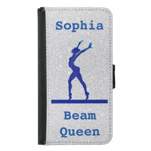 Gymnastics Beam Queen Silver & Blue Wallet Case