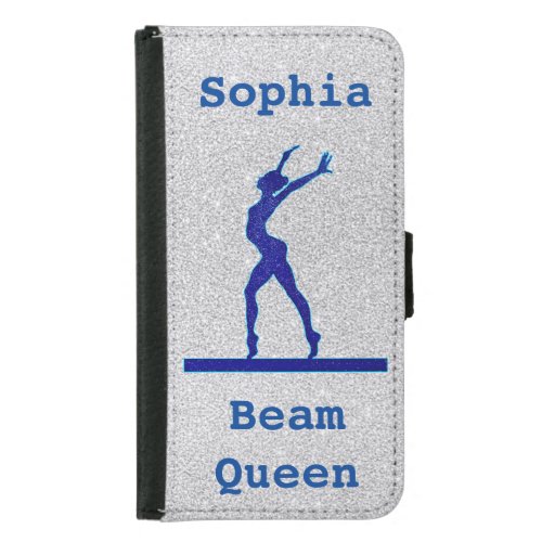 Gymnastics Beam Queen Silver  Blue Wallet Case